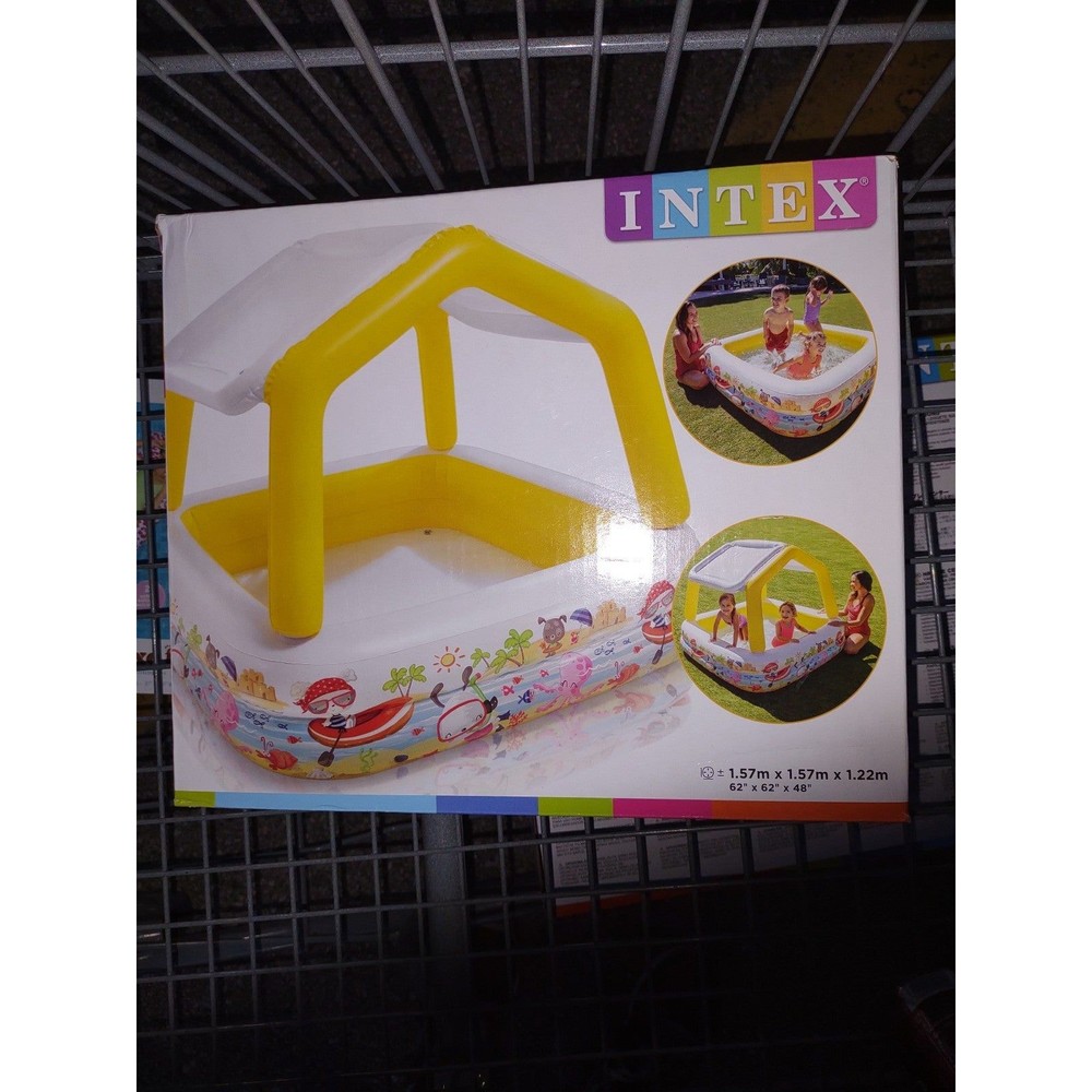 Intex children's inflatable square pool with removable awning